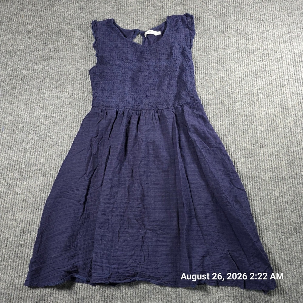 Esther & Co Womens Navy Blue Smocked Bodice Sleeveless Mini Dress Size 8 S